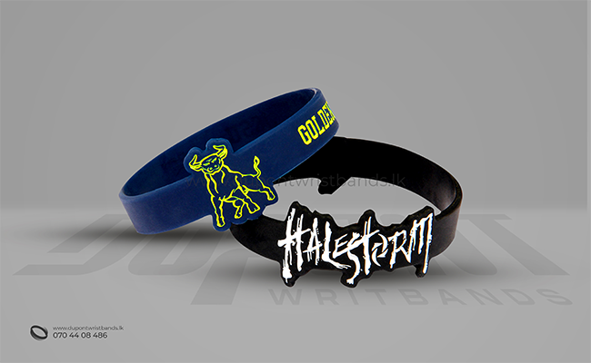 blue figured & Debossed Silicone Wristband design